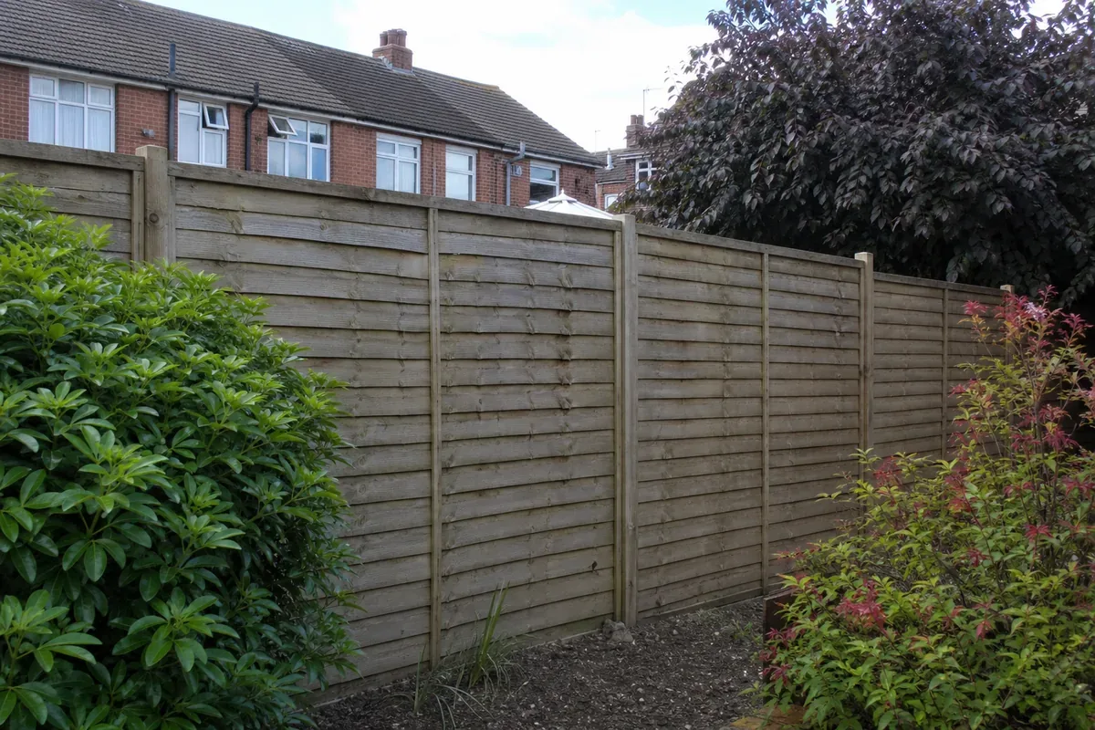 Feather edge timber fencing in a Rugby garden
